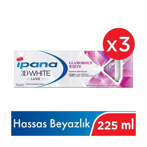Glamourous White Beyazlatıcı Diş Macunu 225 ml ( 75ml x 3 )