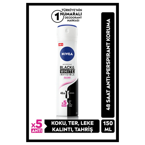 Nivea Kadın Sprey Deodorant Black&White Invisible Clear 150 ml