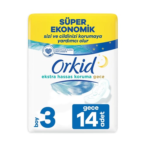 Orkid Extra Hassas Koruma Hijyenik Ped Gece 14 Adet