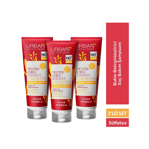 Urban Care Hibiscus & Shea Butter Kıvırcık ve Dalgalı Saçlara Özel Şampuan 3x250ml-sülfatsız-vegan