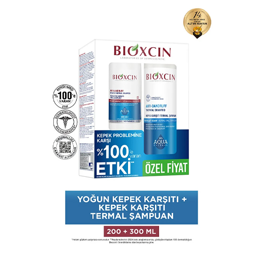 Bioxcin Aqua Termal Kepek Karşıtı Şampuan 300 ml + Yoğun Kepek Karşıtı Şampuan 200 ml (2'li Set)