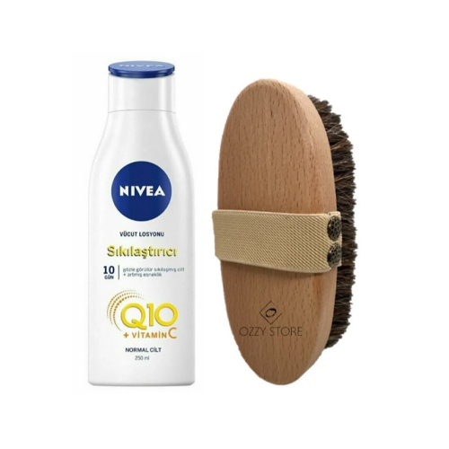 NIVEA  Doğal At Kılı Banyo Fırçası Ve Nıvea Sıkılaştırıcı Vücut Losyonu 250 ml