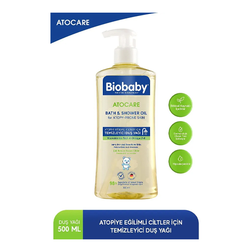 Biobaby Atocare Atpoi Eğilimli Ciltler İçin Temizleyici Duş Yağı 500 Ml Seramid Prebiyotik Omega 3 - 6 Yulaf