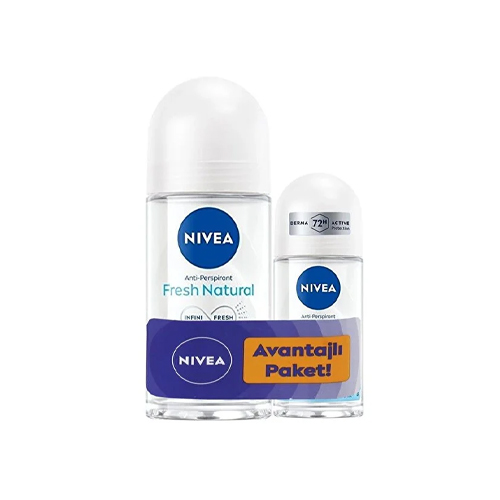 NIVEA Kadın Roll-on Deodorant Fresh Natural 50ml Ve Mini Roll-on Fresh Natural 25ml, 48 Saat Koruma