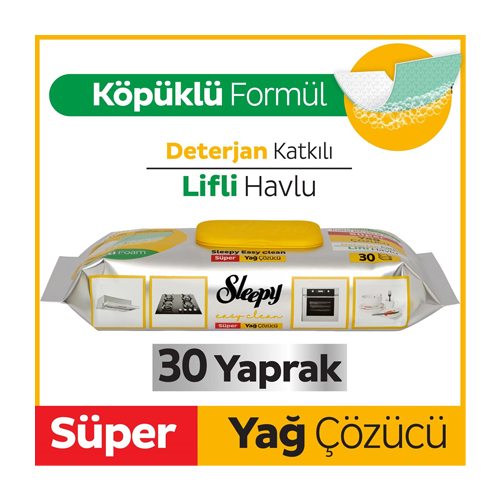 Sleepy Easy Clean Süper Yağ Çözücü Yüzey Temizlik Havlusu&mendili 30LU