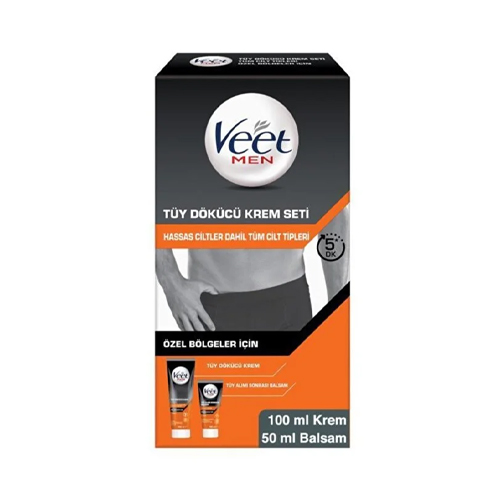 Veet Men Erkek Özel Bölgeler İçin Tüy Dökücü Krem Seti Tüm Cilt Tipleri İçin 100 + 50 ml
